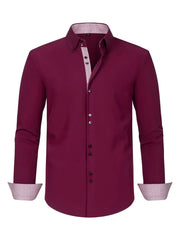Men's Full Size Button-Down Casual Shirt with Contrast Cuffs Plus Size