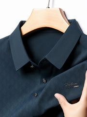 Men's Plus Size Diamond Pattern Textured Polo Shirt