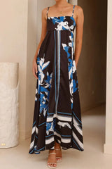 Printed Square Neck Sleeveless Maxi Dress