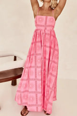 Cutout Back Printed Square Neck Maxi Cami Dress