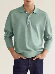 Men's Plus Size Long Sleeve Casual Polo Shirt