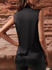 Sleeveless Wrap Draped Blouse
