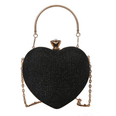 Evening Heart Shape Metal Clutches Chain Shoulder Crossbody Bag