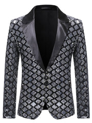Men's Sequin One Button Blazer