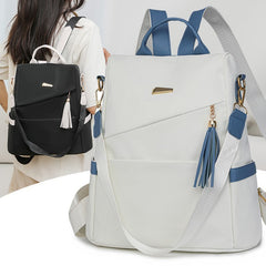 Oxford Cloth Stitching Women'S Backpack Anti-Theft Back Zipper Girls Schoolbag Casual Travel Double Shoulder Backpack