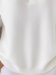 Full Size Half Button Long Sleeve Knit Top Plus Size