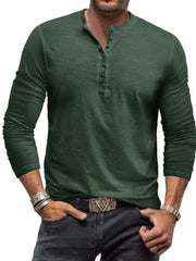 Men's Plus Size Long Sleeve Top with Button Detail