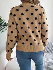 Polka dot knit round neck sweater