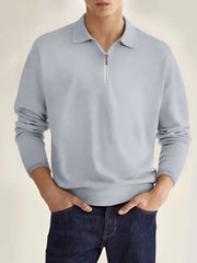 Men's Full Size Collared Neck Long Sleeve Polo Plus Size