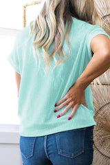 Corded Knit Color Block Pocketed Crew Neck T Shirt