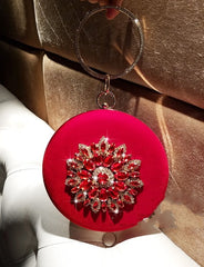 Small Round Velvet Diamond Ring Clutch Bag