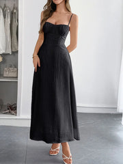 Texture Sweetheart Neck Backless Cami Dress