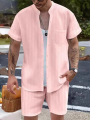 Men's Short Sleeve Shirt and Shorts Matching Set