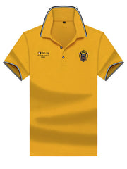Men's Plus Size Striped Collar Embroidered Detail Polo