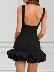 Sleeveless Ruffle Trim Mini Dress