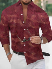 Men's Plus Size Collared Long Sleeve Shirt