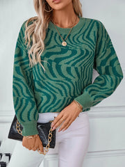 Round Neck Patterned Sweater for Women