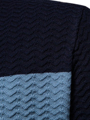 Men's Collared Neck Striped Texture Knit Polo