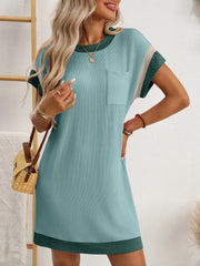 Classic Round Neck Short Sleeve Mini Dress