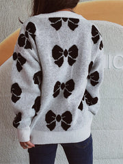 Casual Bow Accent Long Sleeve Sweater