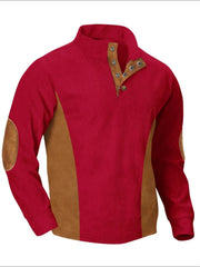 Men's Full Size Contrast Quarter Snap Long Sleeve Top Plus Size