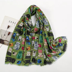 Cat Print Lightweight Scarf