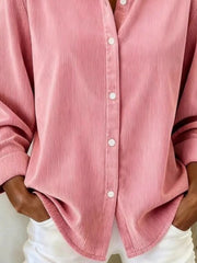 Full Size Casual Corduroy Button-Down Shirt Plus Size