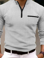 Men's Plus Size Quarter Zip Long Sleeve Polo Shirt �Full Size Casual Classic Fit