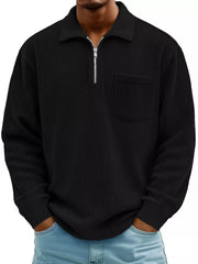 Men's Full Size Corduroy Half Zip Casual Top Plus Size