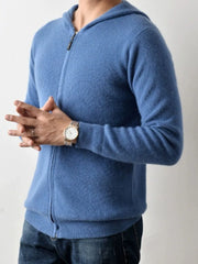 Men's Plus Size Zip-Up Hooded Knit Cardigan