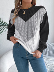 Women's Contrast Trim Crew Neck Sweater