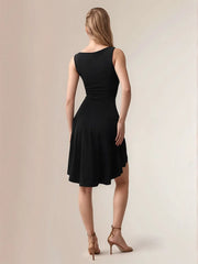 High-Low Round Neck Sleeveless Mini Dress