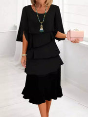 Plus Size Ruffle Layered Flutter Sleeve Dress