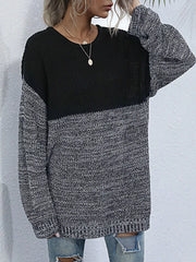 Color Block Long Sleeve Oversized Sweater