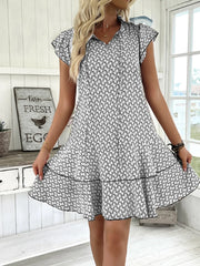 Full Size Ruffled Layered Printed Mini Dress Plus Size