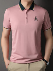Men's Plus Size Collared Neck Short Sleeve Polo