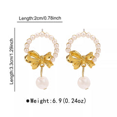 Bowknot Pearl Earrings and Pendant Necklace Jewelry Set