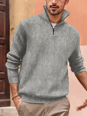 Men's Plus Size Quarter-Zip Long Sleeve Pullover Top