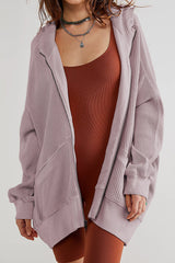 Zip-Up Hooded Jacket with Long Sleeves
