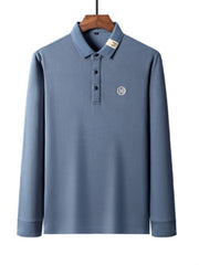 Men's Plus Size Long Sleeve Embroidered Polo