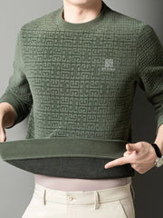 Men's Plus Size Long Sleeve Textured Casual Knit Top
