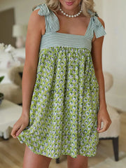 Printed Tie Shoulder Mini Cami Dress