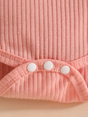 Children's Ruffled Ribbed Bodysuit and Skirt Set with Headband