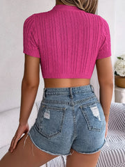 Stylish Openwork Cable Knit Crew Neck