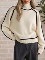 Trim Detail Turtleneck Pullover