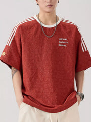 Men's Full Size Striped Shoulder Relaxed Fit T-Shirt Plus Size