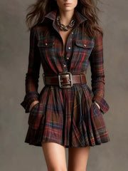 Button Front Long Sleeve Shirt Dress