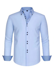 Men's Full Size Button-Down Casual Shirt with Contrast Cuffs Plus Size