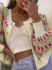 Floral Button Up Long Sleeve Cardigan