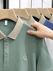 Men's Plus Size Breathable Short Sleeve Contrast Polo